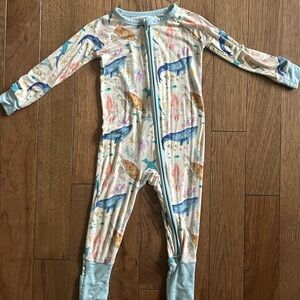 Love Kids One Piece with Blue and Brown Whale Print